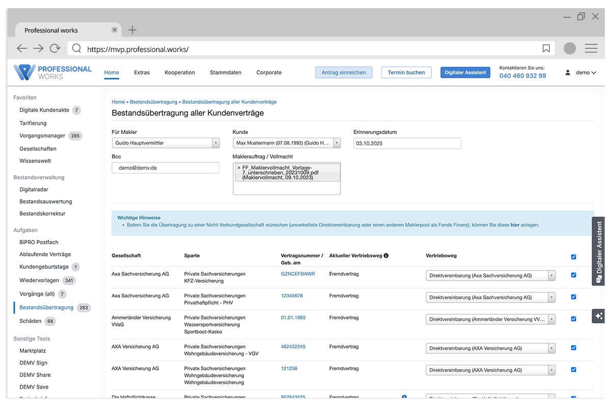 Digitale Kundenakte in Professional works